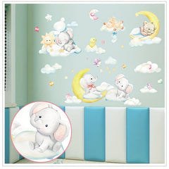 Moon Baby Elephant Bear Wall Stickers