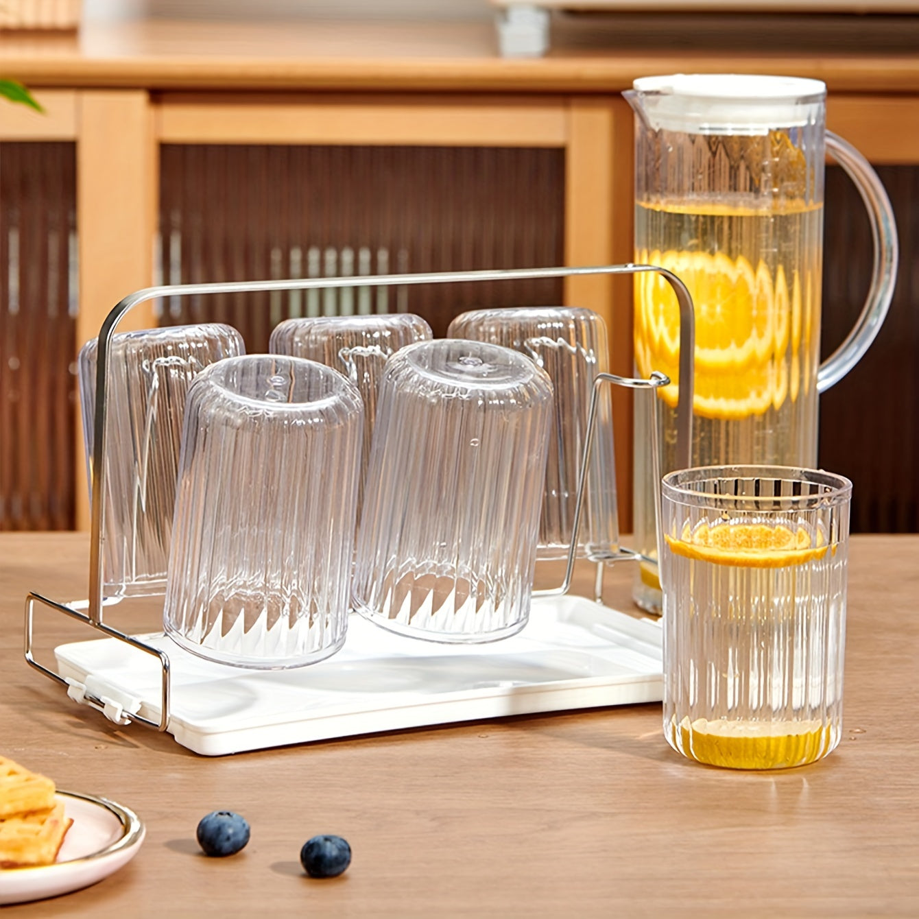 Stainless Steel Drain Cup Holder Large Capacity Coffee Table Tray