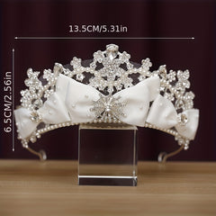 Bridal Rhinestone Pearl Headband Tiara Bow Wedding Hair Accessory