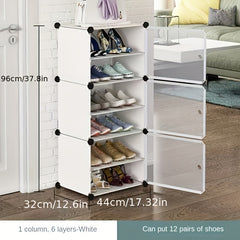 Foldable Shoes Storage Box With Doors, Portable Dustproof Shelf