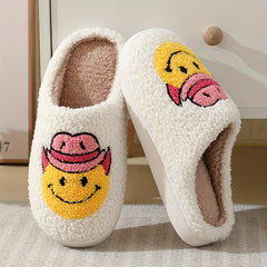 Women's Smile Fuzzy Slippers Warm Plush Shoes