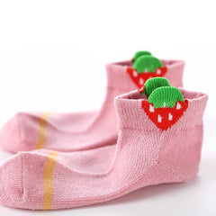 Girls Kids Socks Cartoon Fruit Pattern 5 Pairs