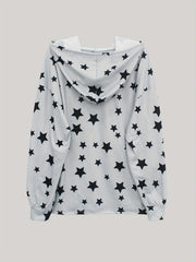Star Print Kangaroo Pocket Zip Hoodie Drawstring Hoodies Sweatshirt