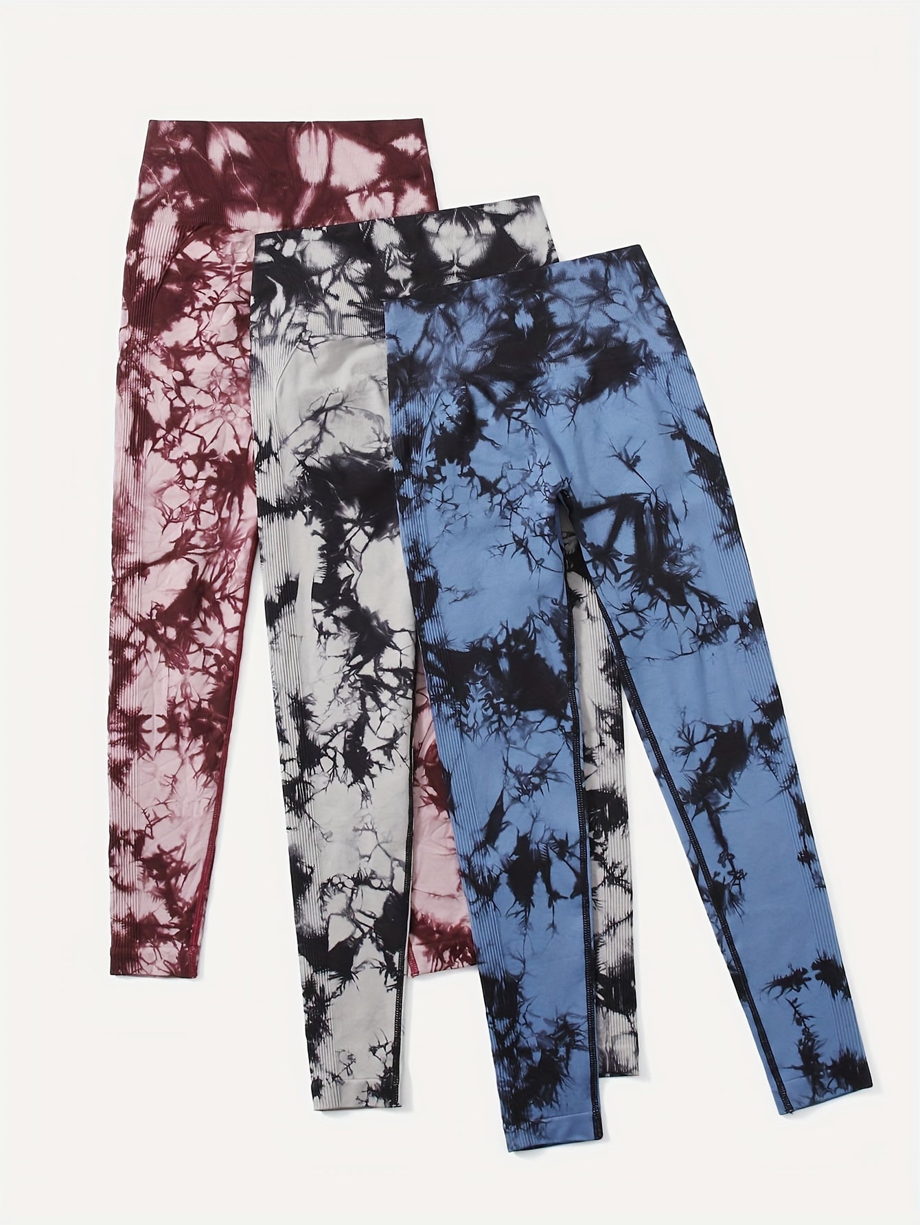 3pcs Tie Dye Seamless Yoga Pants High Stretch Leggings