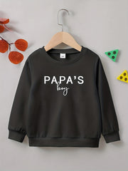 PAPA'S BOY Letter Print Boys Casual Pullover Sweatshirt
