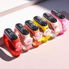 6pcs Cartoon LED Touch Screen Sports Bracelet Pink Purple Flower