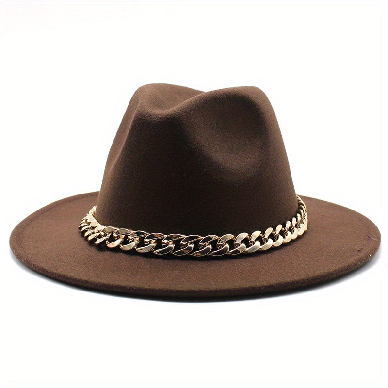 Men's British Style Woolen Jazz Hat Big Brim Felt Hat