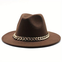 Men's British Style Woolen Jazz Hat Big Brim Felt Hat