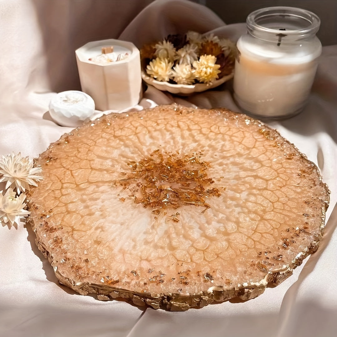 Large Round Resin Tray Mold Irregular Silicone Serving Tray Geode Agate Epoxy