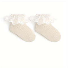 Girls Kids Mesh Lace Ruffled Princess Socks Baby Breathable Comfy Toddler Summer