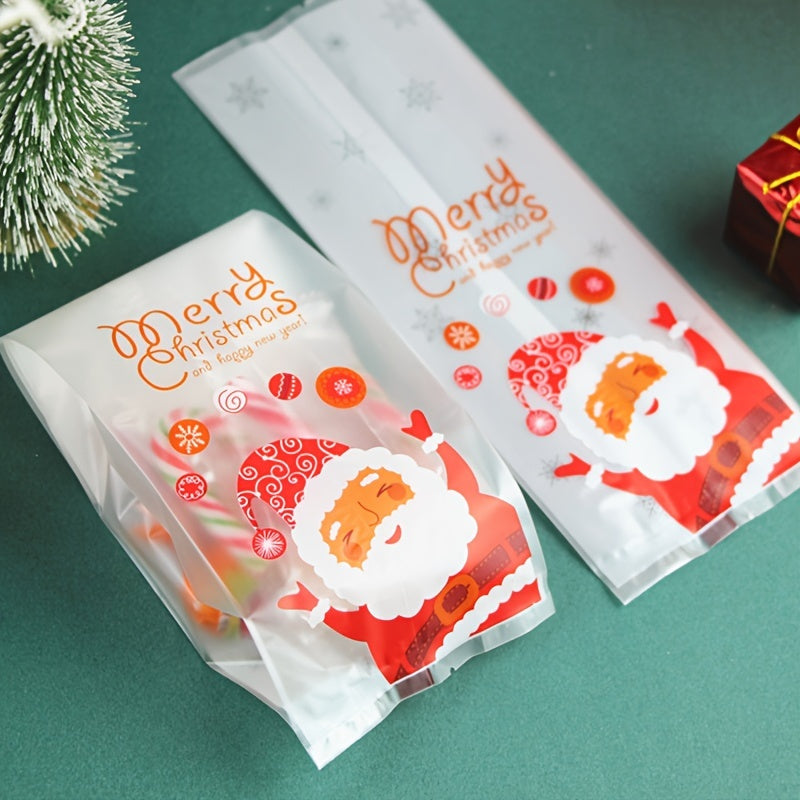 50pcs Christmas Santa Claus Printed Snack Bags