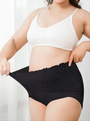 4 Pack Plus Size Lace High Waist Briefs Set