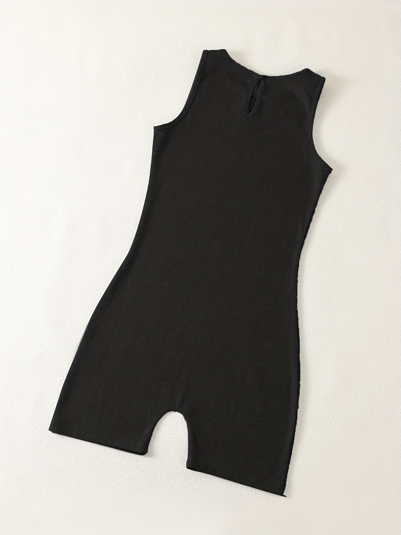 Solid Crew Neck Romper Sleeveless Jumpsuit Casual
