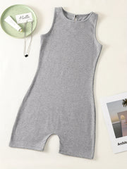 Solid Crew Neck Romper Sleeveless Jumpsuit Casual