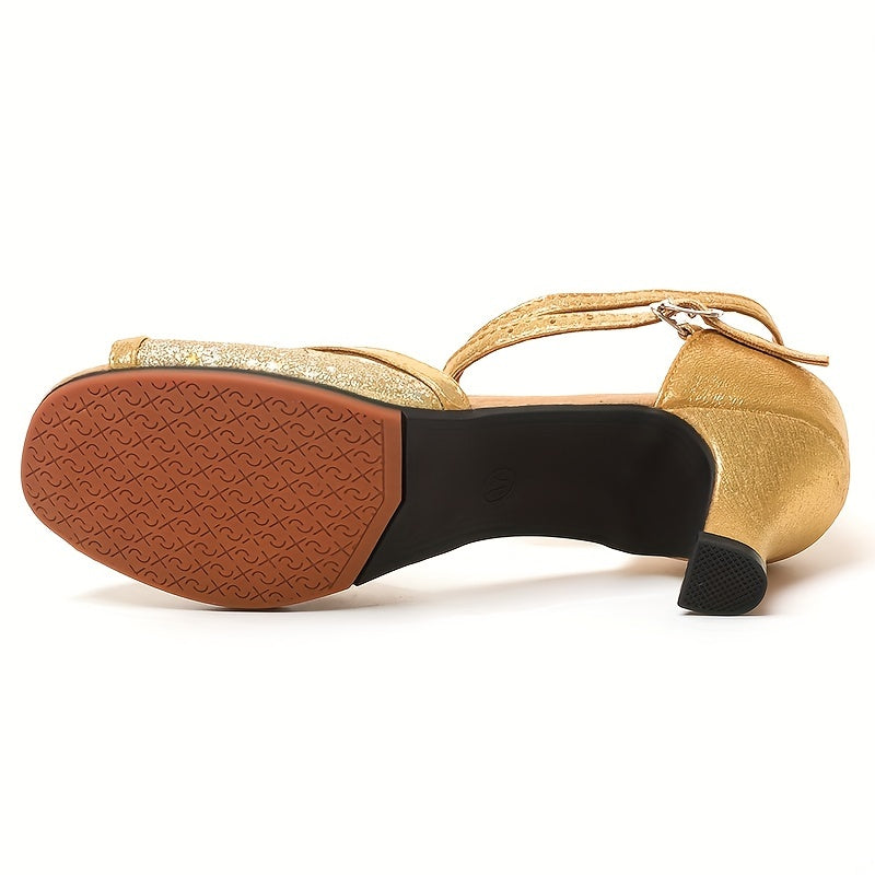 Golden Latin Dance Shoes for Women - Soft & Comfortable