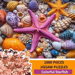 Coastal Ocean Theme Jigsaw Puzzle Starfish Seashells Vibrant Colors