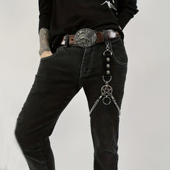 Men's Gothic PU Leather Chain Pants Accessories Chain