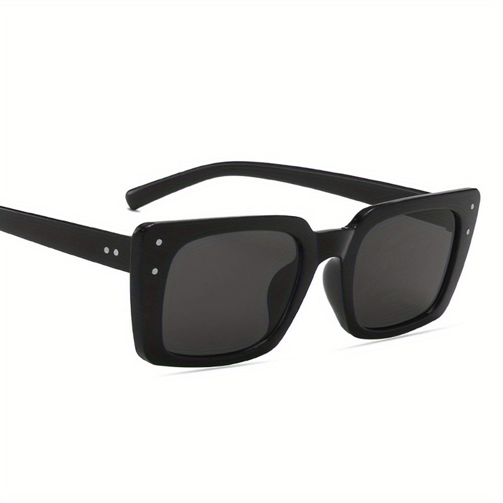 Y2K Rectangle Sunglasses Rivet Candy UV400 Sun Shades Beach Travel