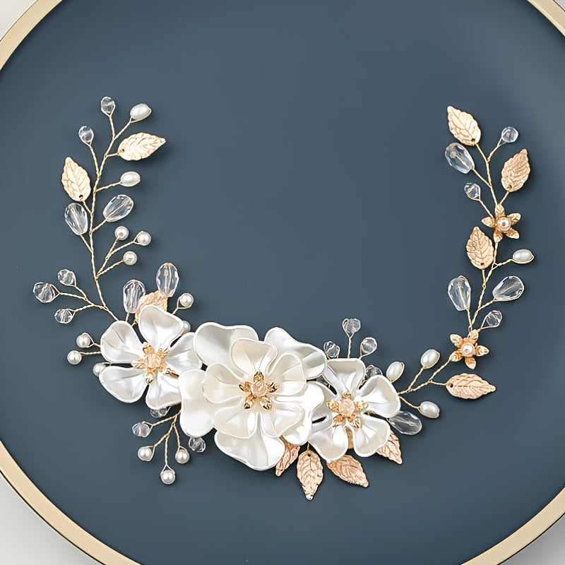 Silver Pearl Flower Bridal Hair Comb Wedding Hair Accessories