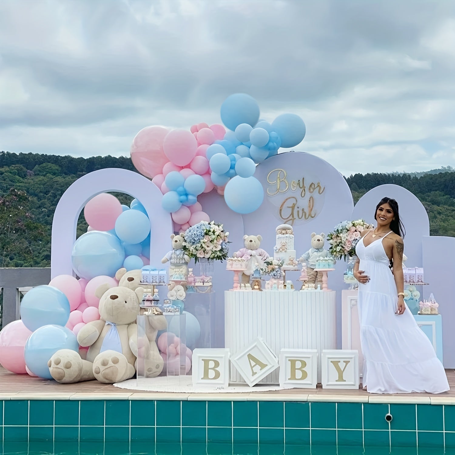 120pc Gender Reveal Pink Balloons Macaron Latex Balloons Garland Arch Kit