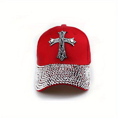 Rhinestone Cross Baseball Cap Y2K Distressed Dad Hats Sun Hats For Women