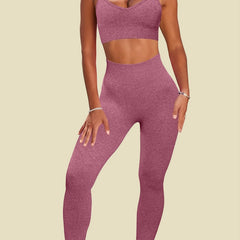 2pcs Women's Seamless Sports Bra & High Waisted Leggings