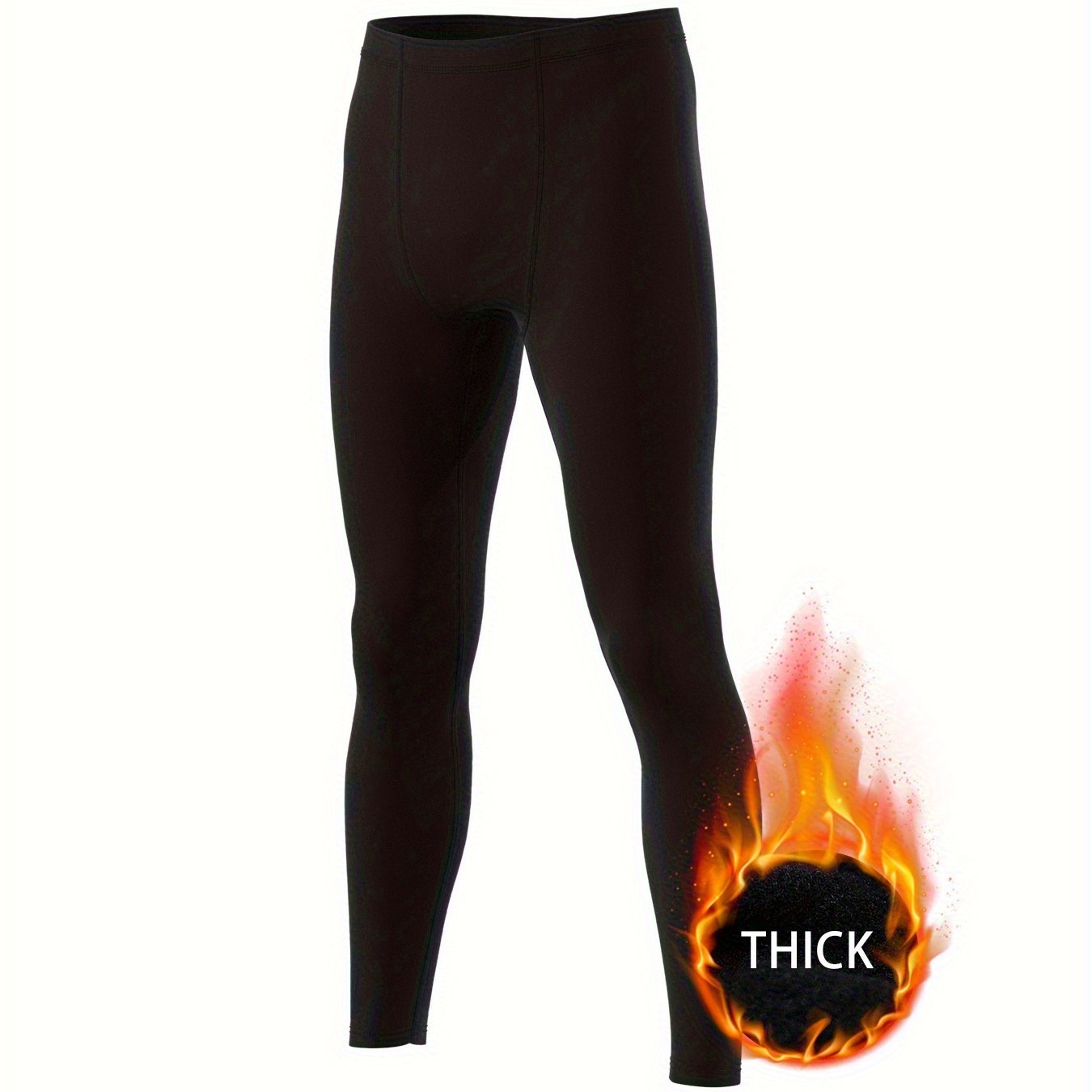 Men's Thermal Solid Stretch Tight Long Compression Pants Activewear
