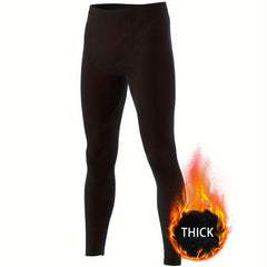 Men's Thermal Solid Stretch Tight Long Compression Pants Activewear