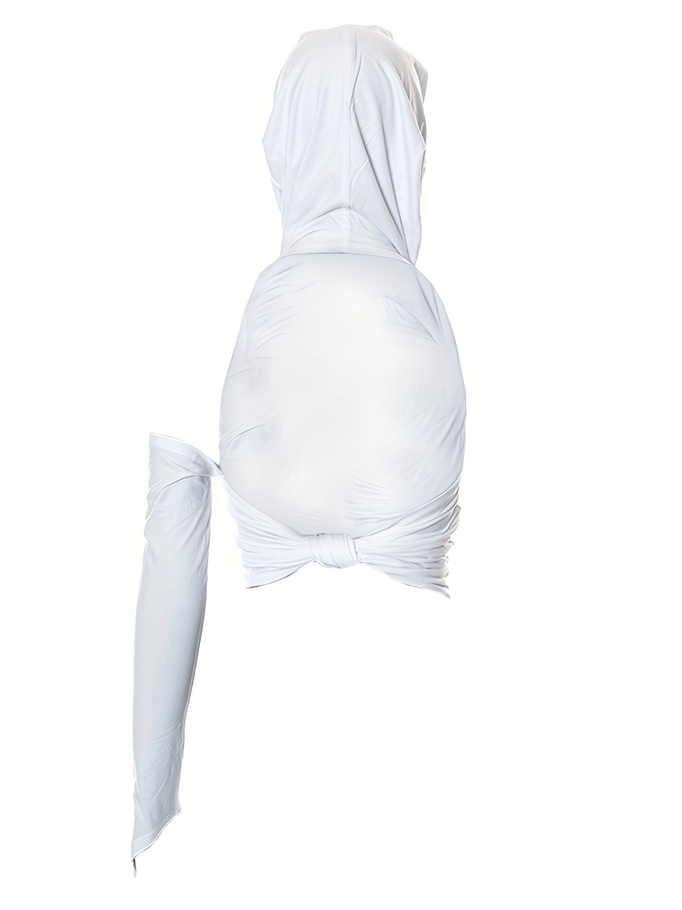 Ruched Crop Hoodie Halter Neck Backless Solid Hoodie