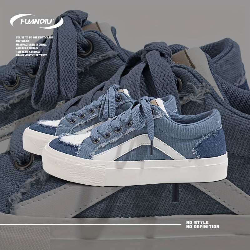 HUANQIU Lace-Up Retro Denim Board Shoes