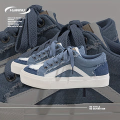 HUANQIU Lace-Up Retro Denim Board Shoes
