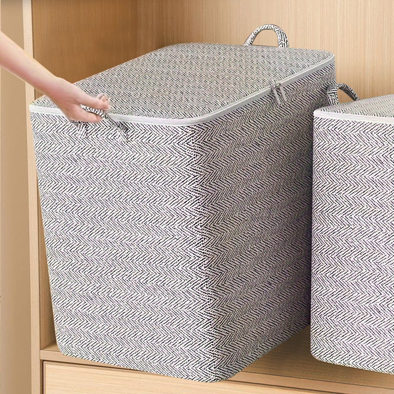 3pcs Large Storage Bins Non Woven Organizer Boxes Handles Striped Pattern