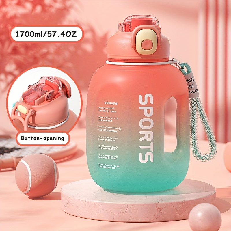 Portable Water Bottle with Straw and Scale 1700ml