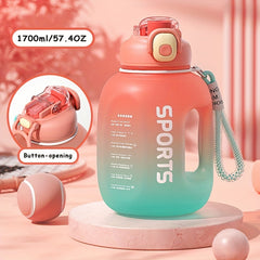 Portable Water Bottle with Straw and Scale 1700ml