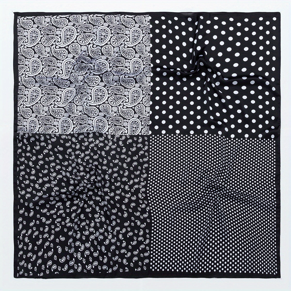 Dotted Paisley Print Bandana Silk Scarf Hair Accessories