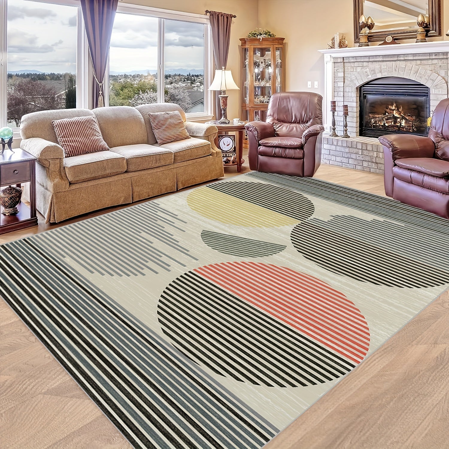 Cashmere Geometric Line Carpet Soft Non-Slip Modern Home Decoration