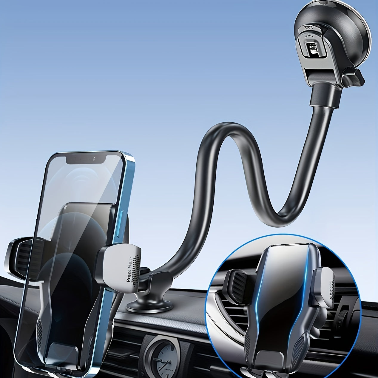 Car Phone Holder Mount Dashboard Suction Cup Window 33cm Phone Holder