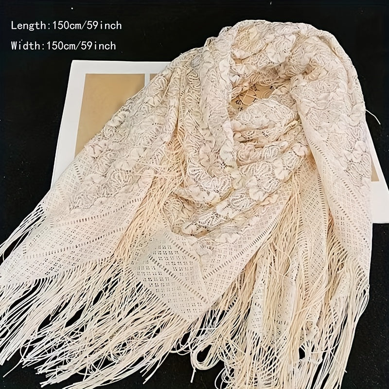 Embroidered Tassel Shawl Wrap Sunscreen Cape