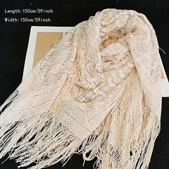 Embroidered Tassel Shawl Wrap Sunscreen Cape