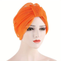Mesh Turban Cap Solid Head Wraps Casual Breathable Head Scarf