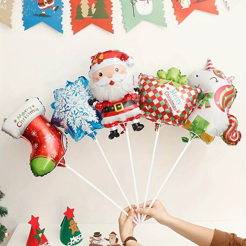 5pcs Christmas Props Mini Balloon Decorations Cartoon Balloons Thanksgiving Gift