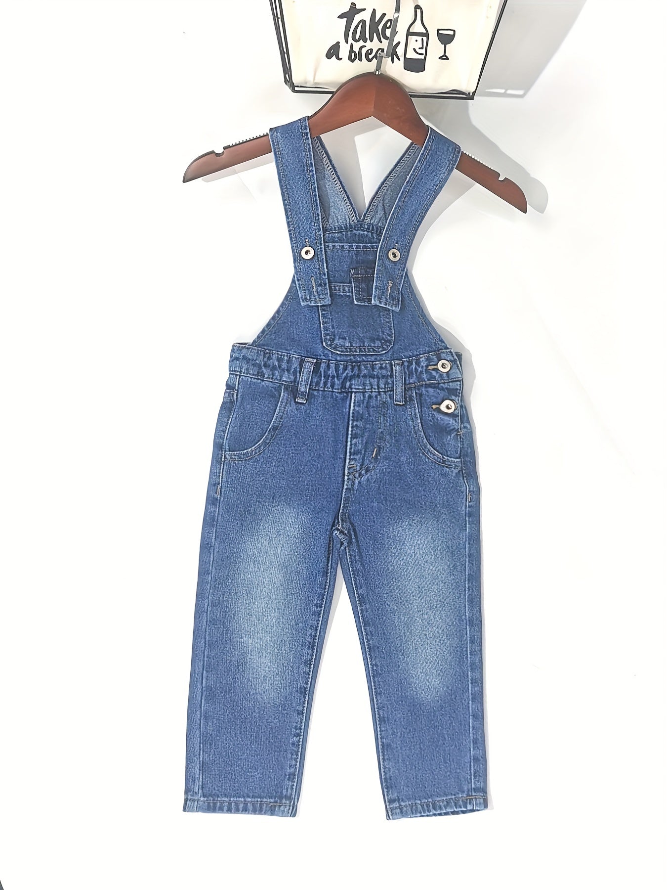 Boys Slim Fit Denim Overall Jumpsuit - Pockets