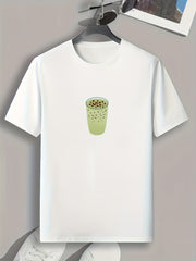 Men's Drink Print Comfy T Shirt for Summer