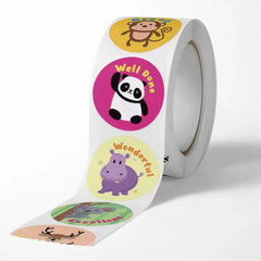 500pcs Roll Self-Adhesive Animal Reward Stickers for Classrooms