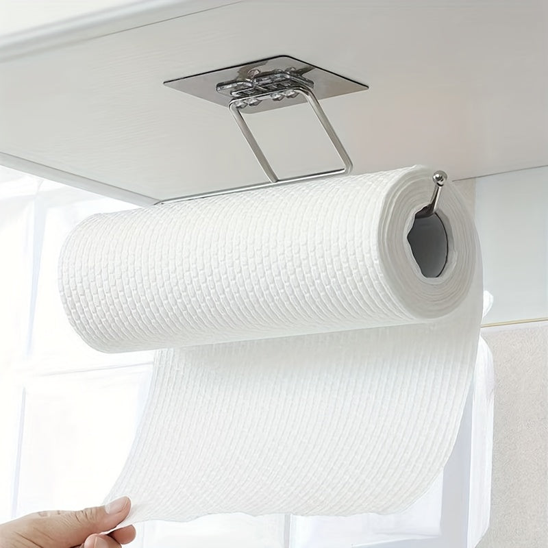 2pcs Kitchen Wiping Cloths Hooks & Roll Paper Brackets