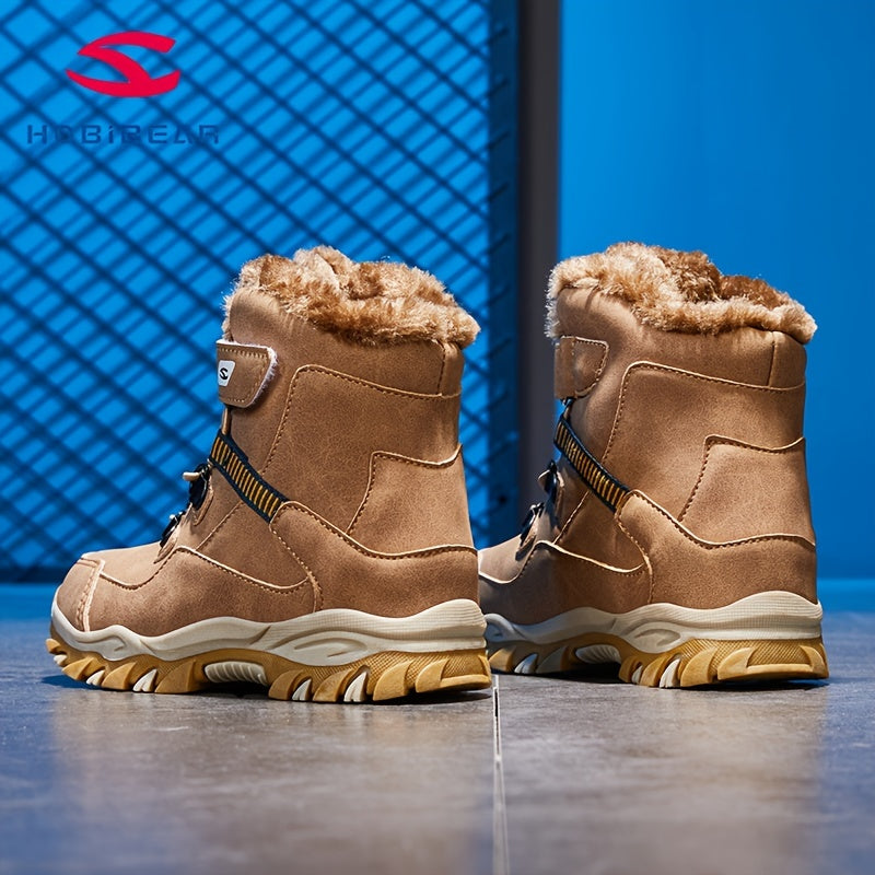 Men's Snow Boots Warm Fleece Ankle Boots Plush Cozy Outdoor Hiking Shoes