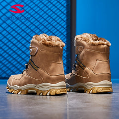 Men's Snow Boots Warm Fleece Ankle Boots Plush Cozy Outdoor Hiking Shoes