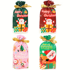 10pcs Santa Claus Drawstring Gift Bag Candy Bag for Christmas Decorations