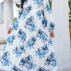 Floral Print Long Sleeve Maxi Dress Plus Size