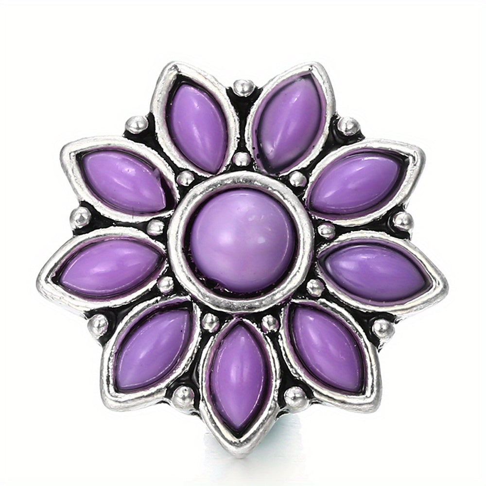 18mm Alloy Flower Snap Button Jewelry with Rhinestones, DIY Bracelet Necklace